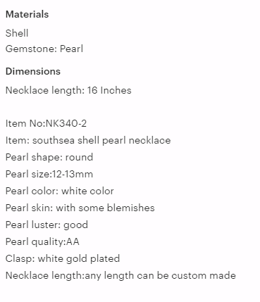 Misleading product description shell pearl