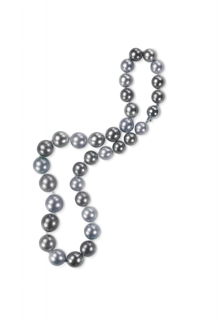 Beautiful Tahitian pearl necklace isolated on a background