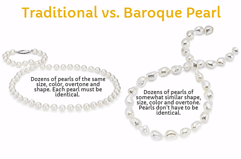 Traditional vs. baroque pearls
