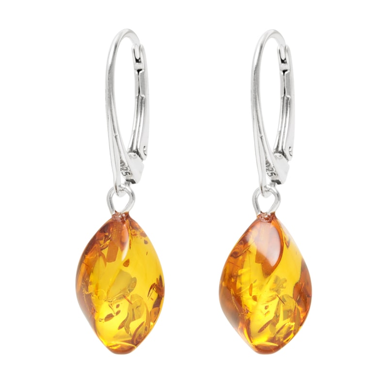 Yellow amber earrings set