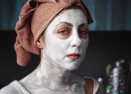 Girl wearing pearl powder mask