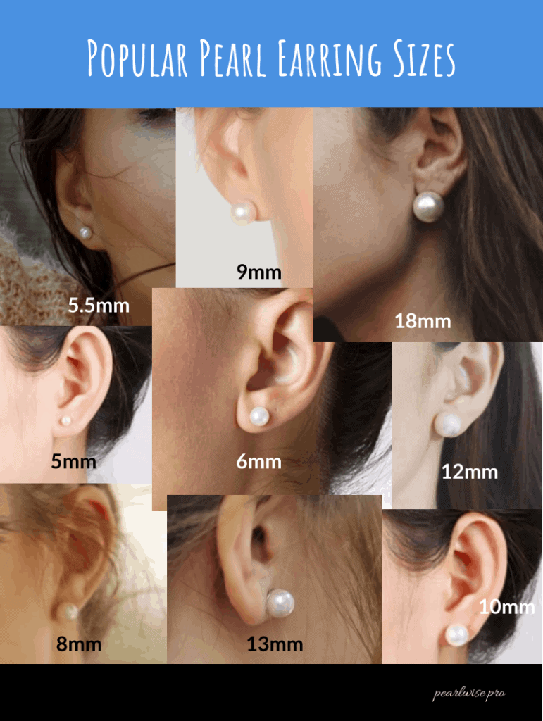 Popular pearl earring sizes